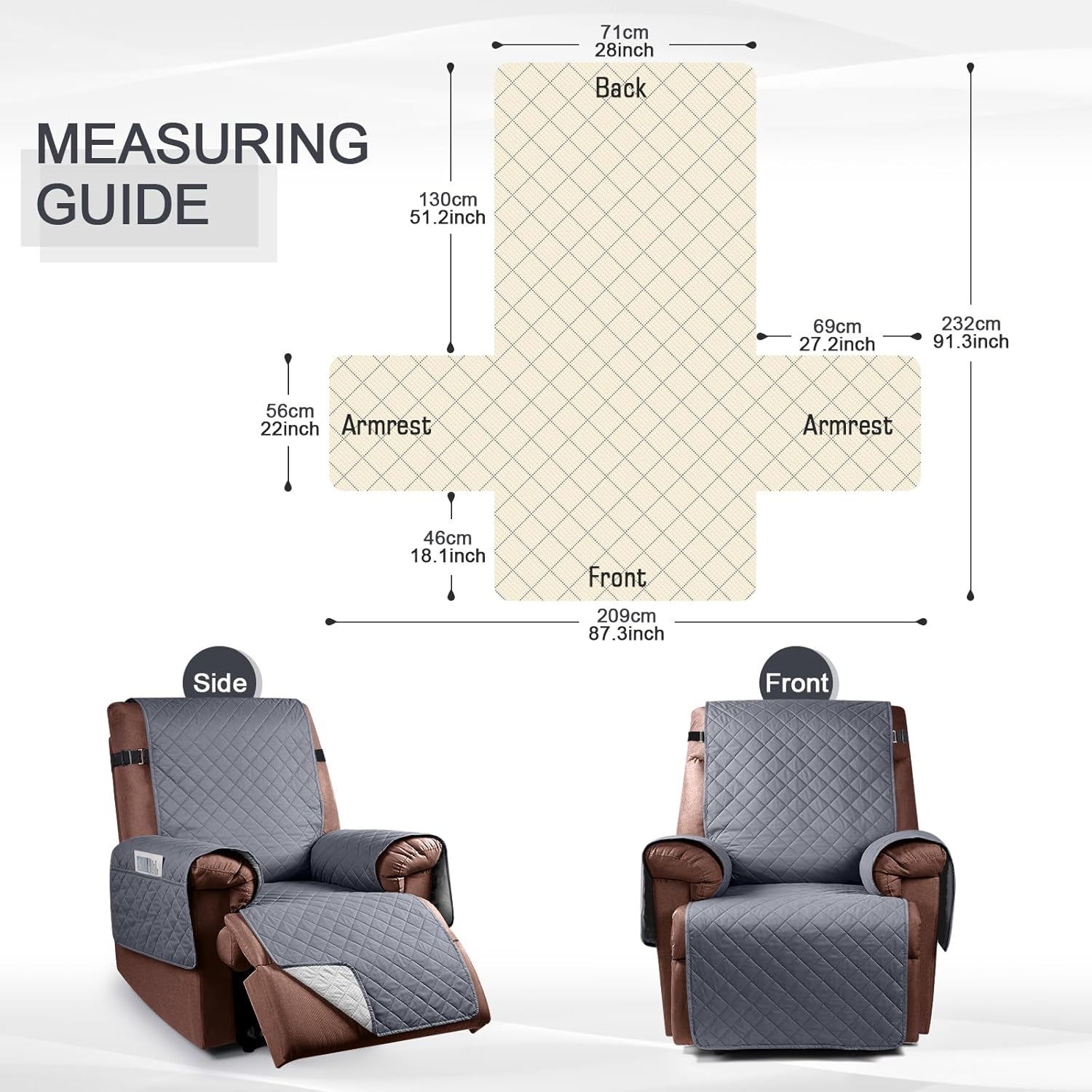 KinCam Funda 100% impermeable para silla reclinable, fundas de sofá reclinable para mascotas, perros, funda de sofá reclinable, protector de muebles