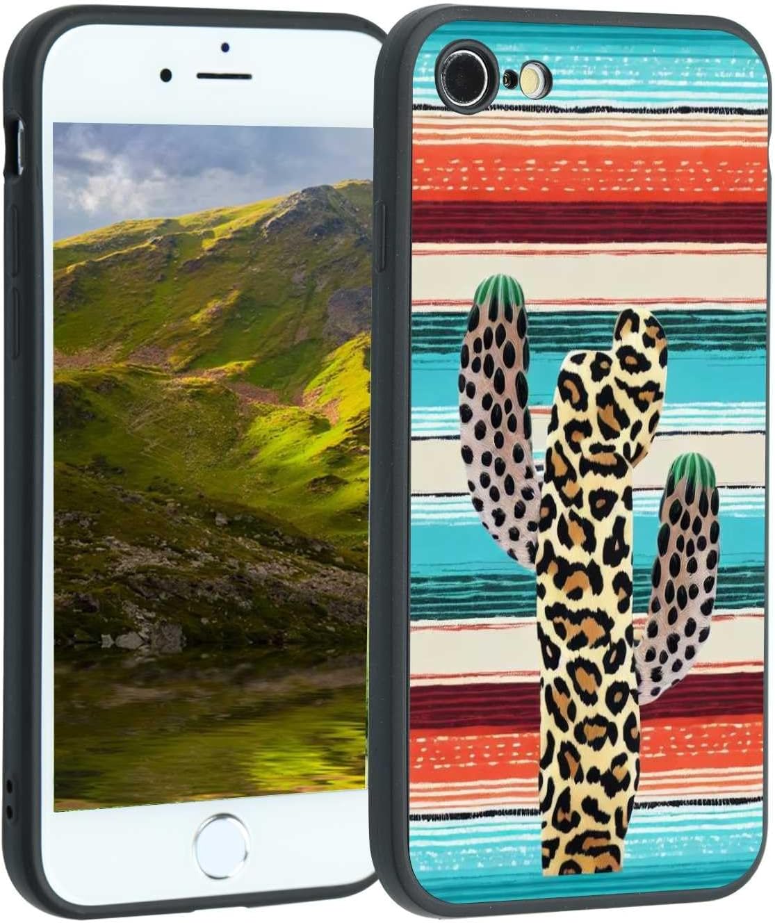 Funda compatible con iPhone SE (20222020)87 Western, turquesa occidental, cactus leopardo, guepardo, vaquera, rayas mexicanas, serape vaquero, para