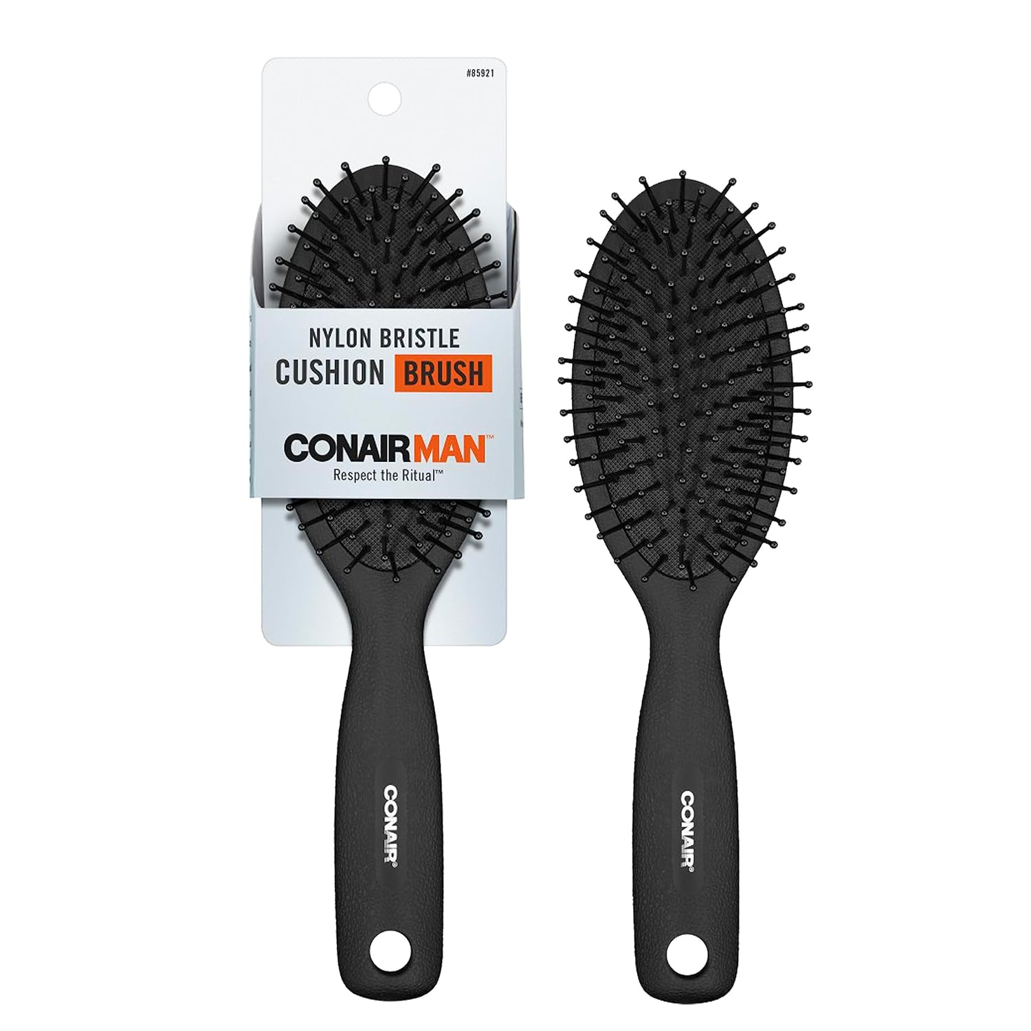 Conair MAN Cepillo de pelo para hombre, cepillo de pelo para hombre para cepillado diario con cerdas de alambre y base de cojín, cepillo para todo