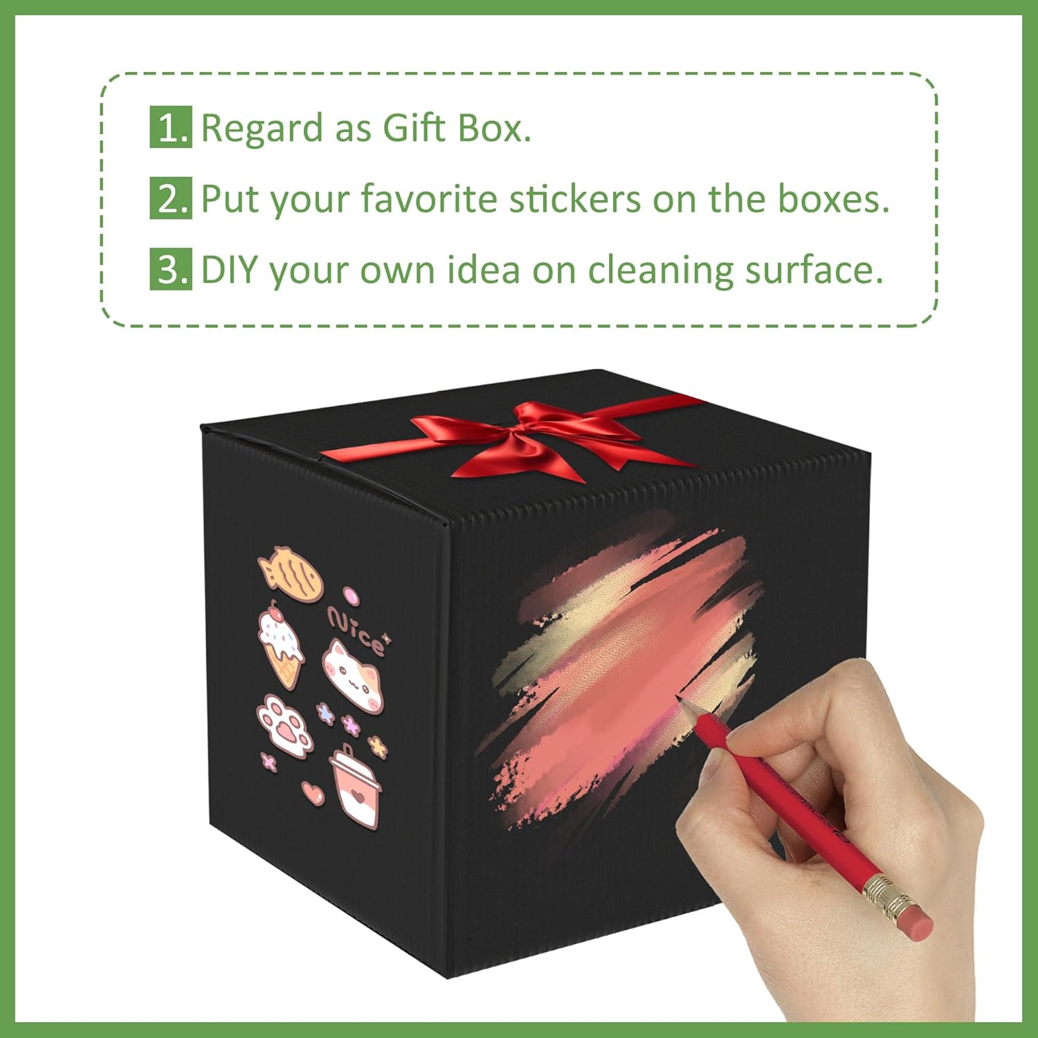 Juego de 25 cajas de envío de 4 x 4 x 4 pulgadas, caja de plástico pequeña negra para mudanzas, correo, embalaje, negocios y cajas de regalo de