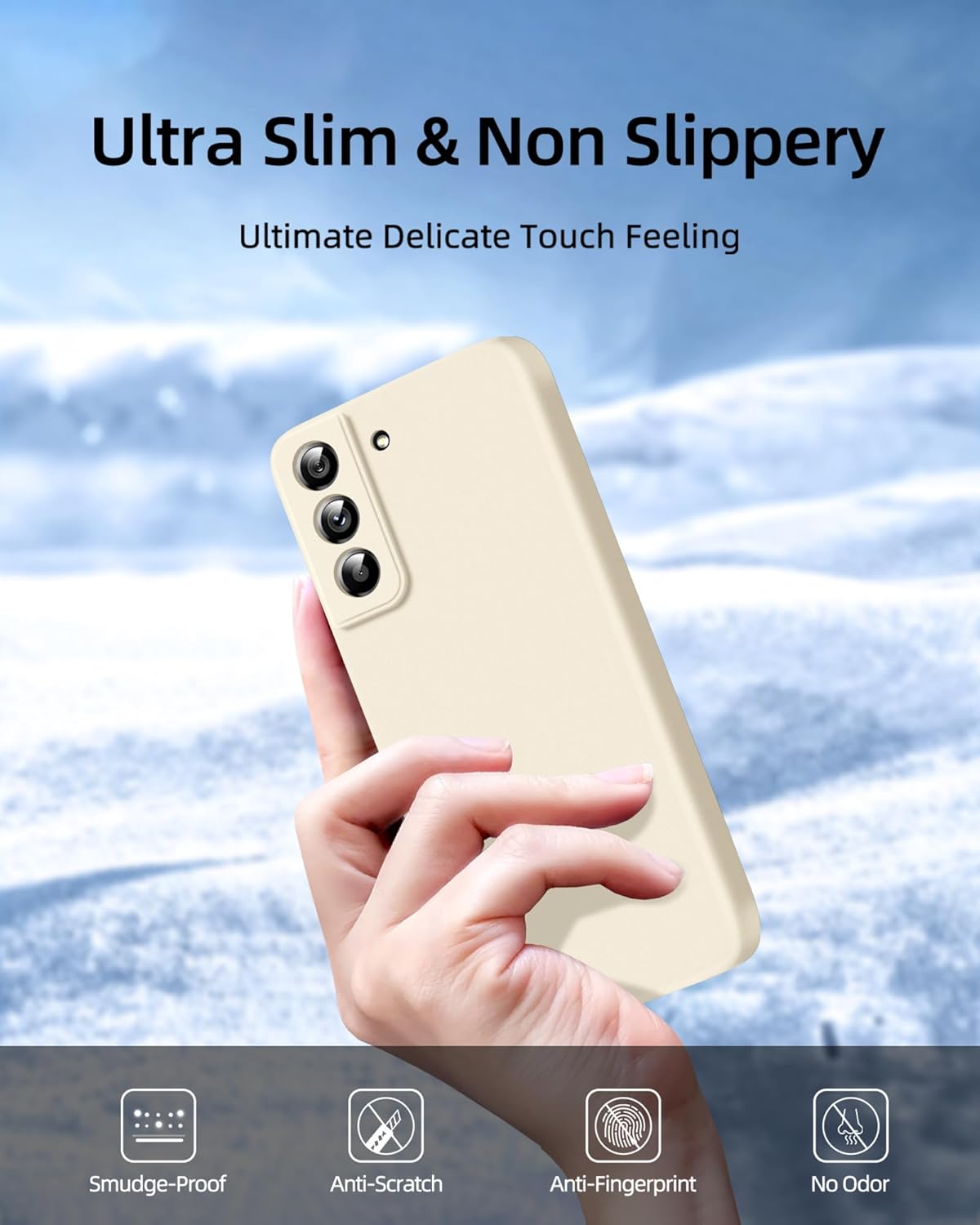 Dssairo Funda 3 en 1 para Samsung Galaxy S22 Plus, con protección completa de la cámara, silicona líquida delgada a prueba de golpes funda