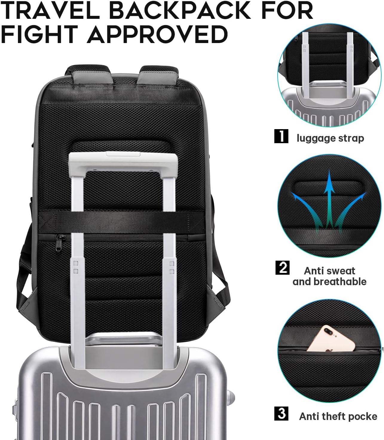 BANGE Mochila inteligente para computadora portátil de negocios que puede contener una mochila de viaje para laptop de 15.6 pulgadas, bolsa de