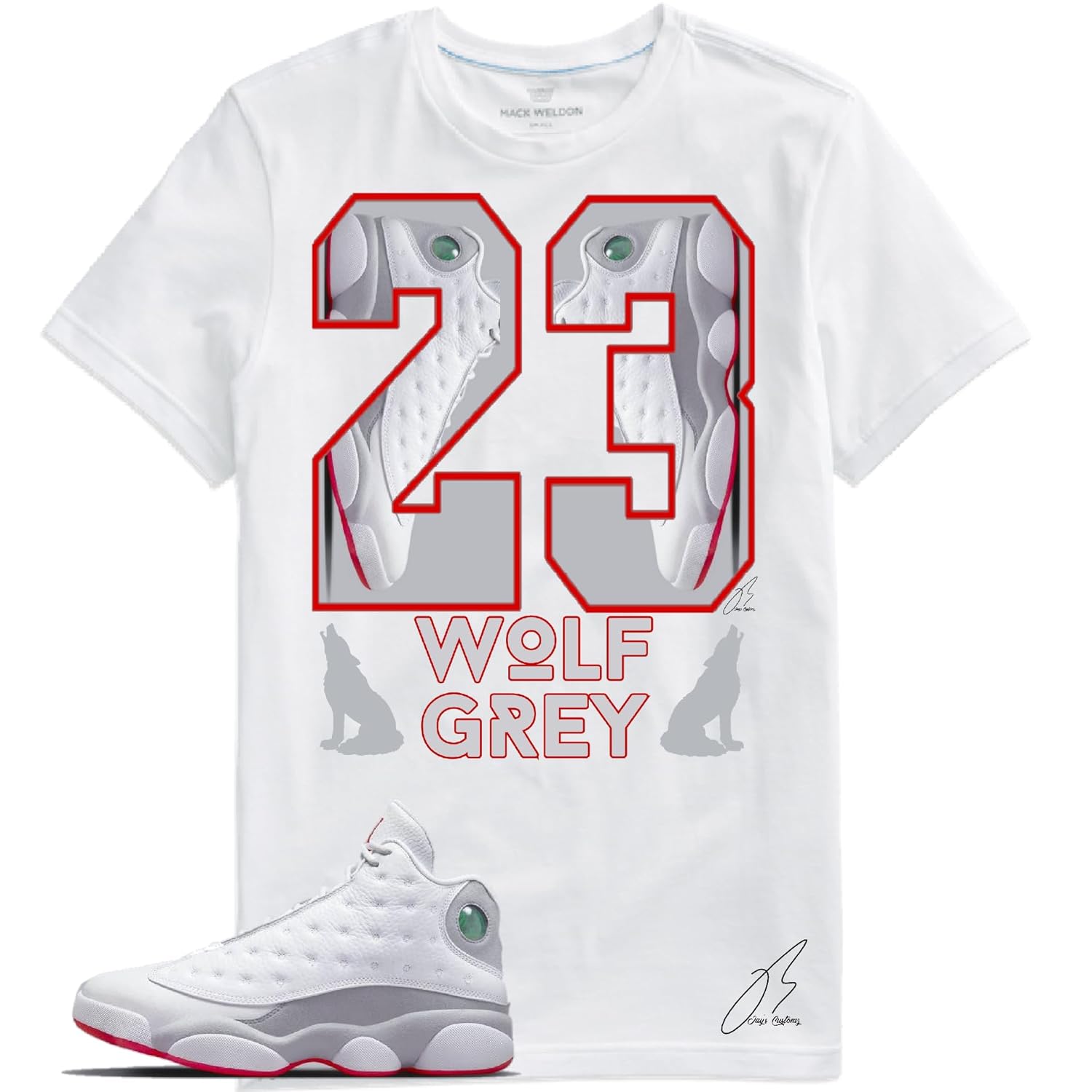 Shirt To Match Jordan Retro 13 Wolf GreyWhite True Red,Sneaker Graphic Tee,University Blue,Gift (M, White)