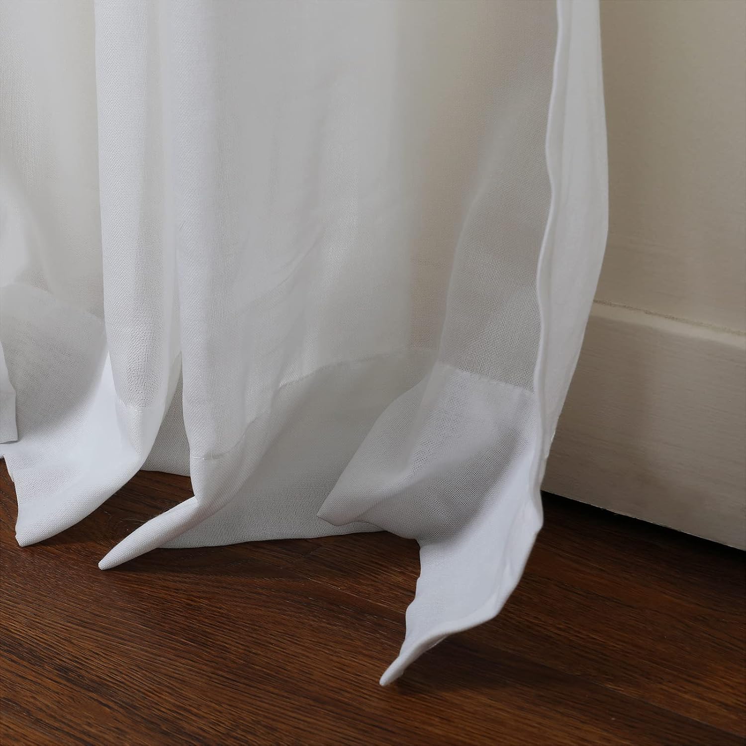 TWOPAGES Cortina plisada de poliéster semitransparente de 96 pulgadas de largo, filtrante de luz, para dormitorio, sala de estar, cortina suave