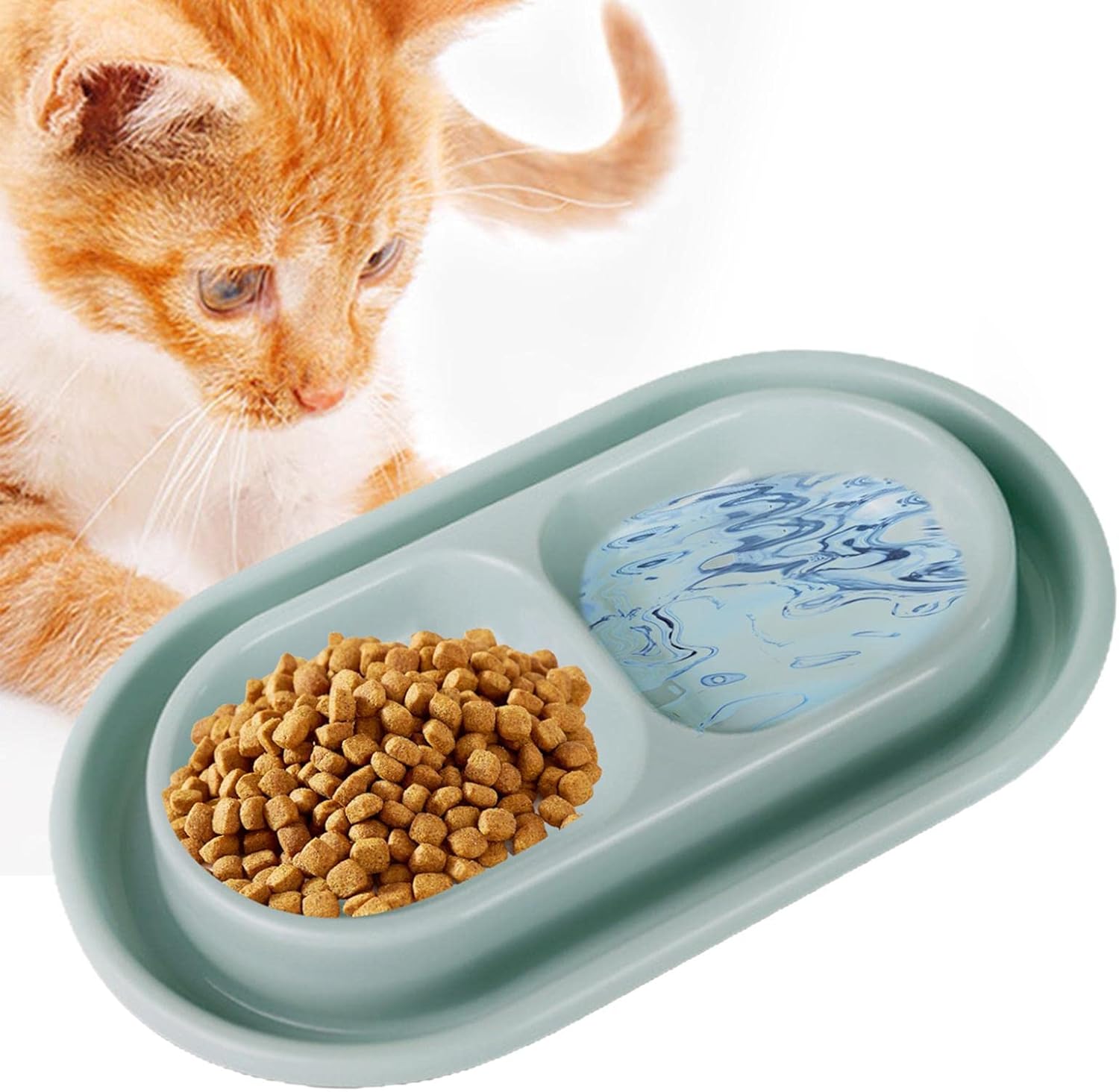 Baoblaze Juego de cuencos de comida y agua para gatos en el exterior, fácil de limpiar, doble tazón de comida para mascotas, juego de cuencos para