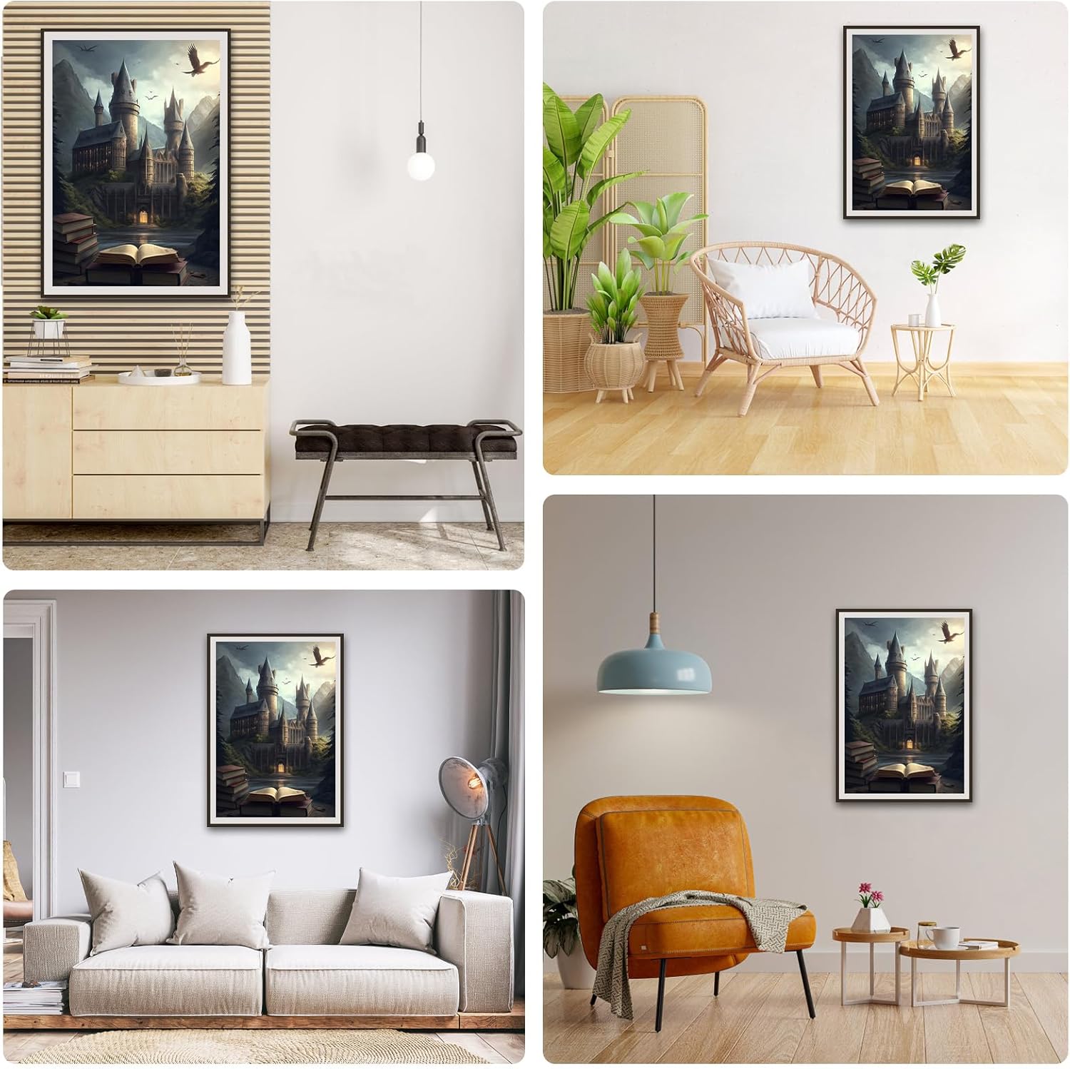 Lxmsja Libros mágicos de castillo 5D, pintura artística de diamantes para adultos, kits de pintura de diamantes, taladro completo redondo de