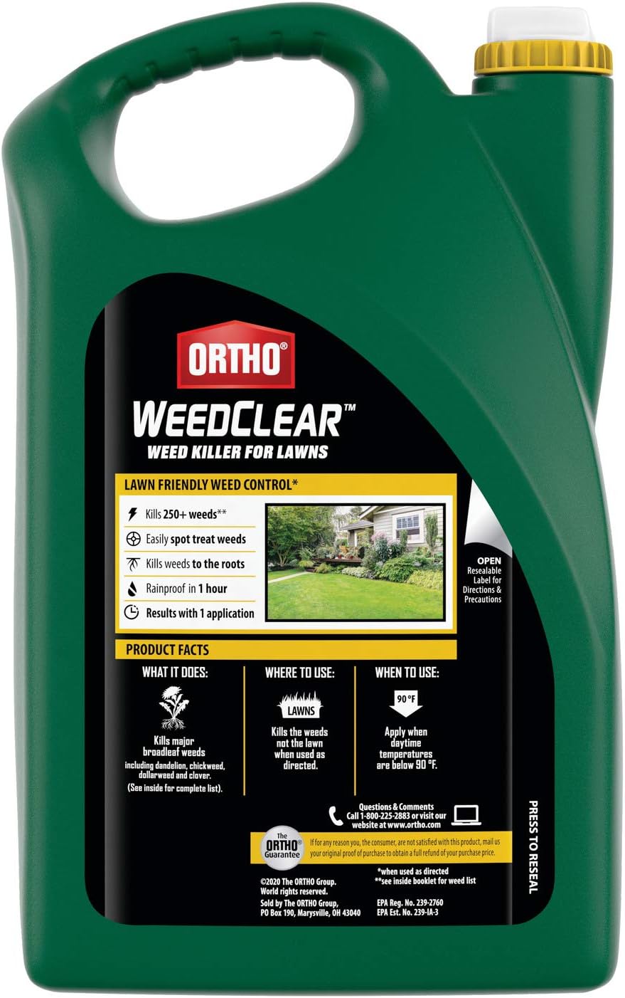 Ortho WeedClear herbicida para césped recarga, no daña el césped (cuando se utiliza según las indicaciones), mata el diente de león y el trébol, 1