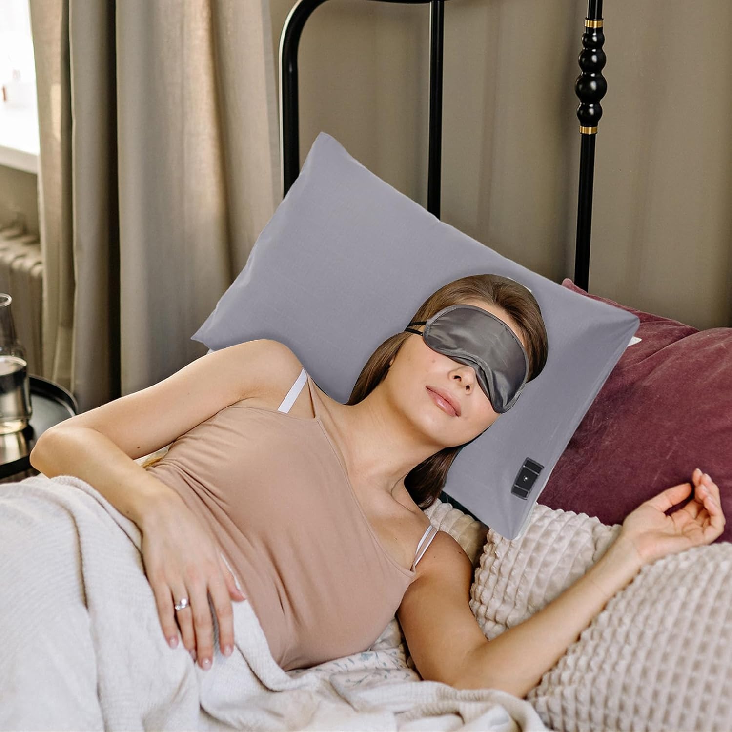 2 fundas de almohada de 20 x 30 pulgadas con cable de conexión a tierra, funda de almohada de algodón suave y cómoda, reduce la inflamación, fundas