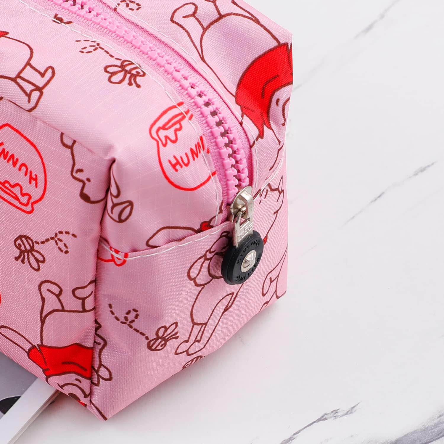 Bolsa de maquillaje de gatito de dibujos animados con cepillo de maquillaje, estuche de cosméticos de puntada de felpa, 8 piezas, bolsa de capacidad