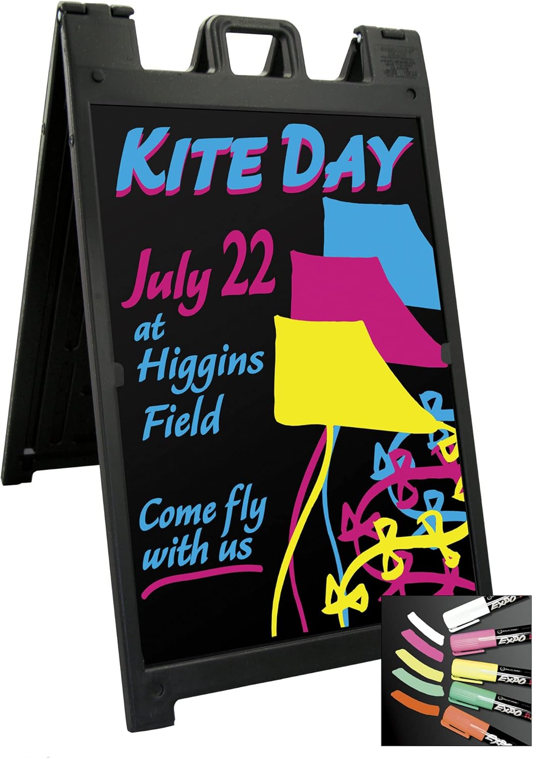 Cartel Plasticade plegable y portátil, en forma de A, cartel para el pavimento, de 89cm x 91cm. - Imagen 7