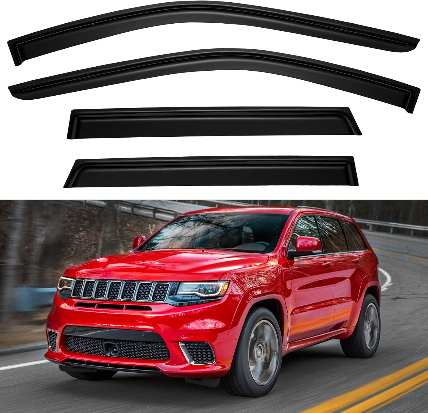 Protectores de lluvia de ventana para Jeep Grand Cherokee 2011-2021, viseras de ventilación de ventana, deflectores de viento para Grand Cherokee
