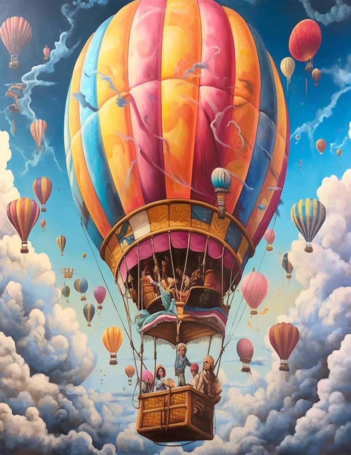 PIPISKY Kit de pintura por números de fantasía globo aerostático paisaje DIY para adultos y niños  Proyecto de arte fácil para el hogar, idea de