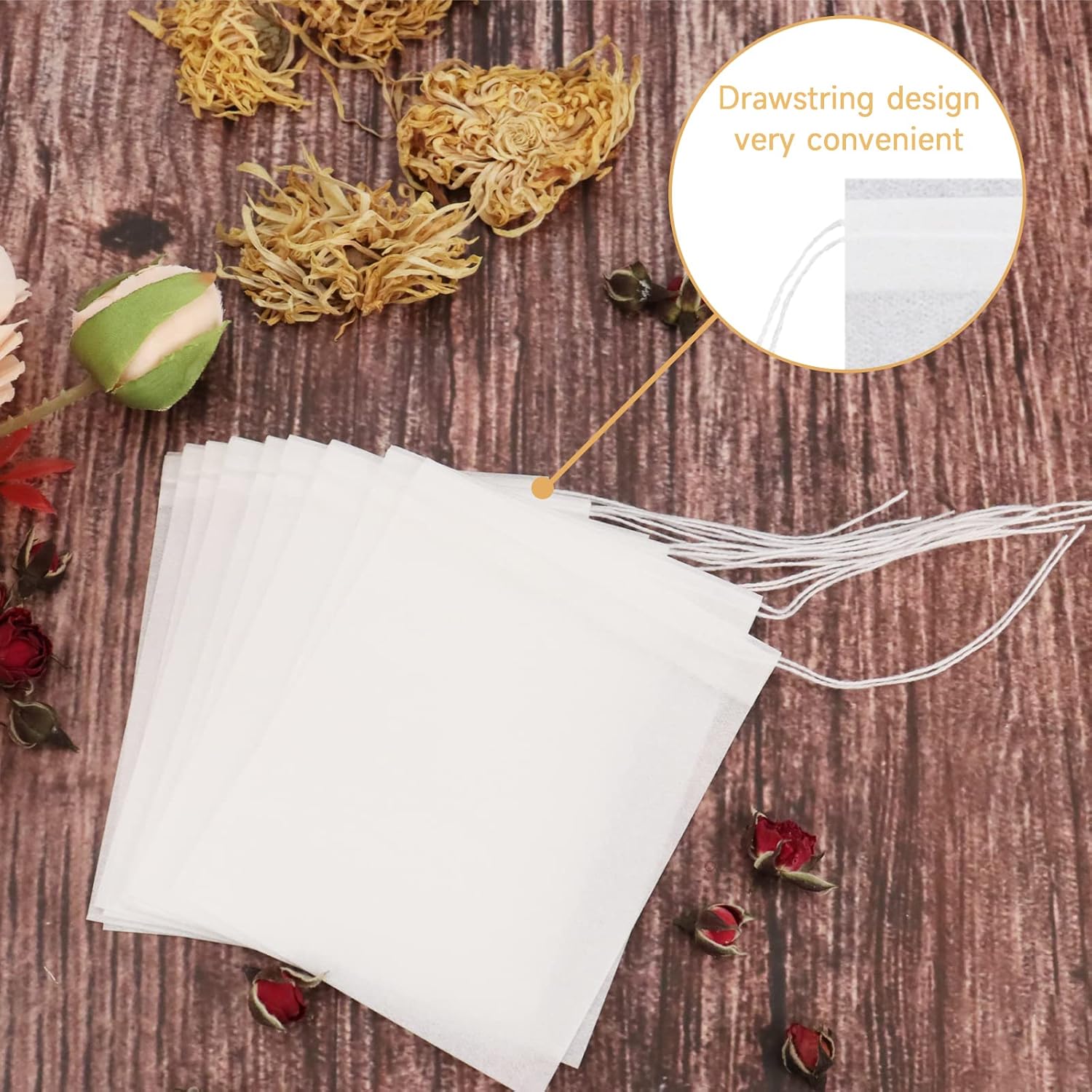 NEPAK 100 bolsas de té para té de hojas sueltas, bolsas de té vacías de 3.15 x 3.94 pulgadas, bolsas de té rellenables desechables, bolsas de filtro