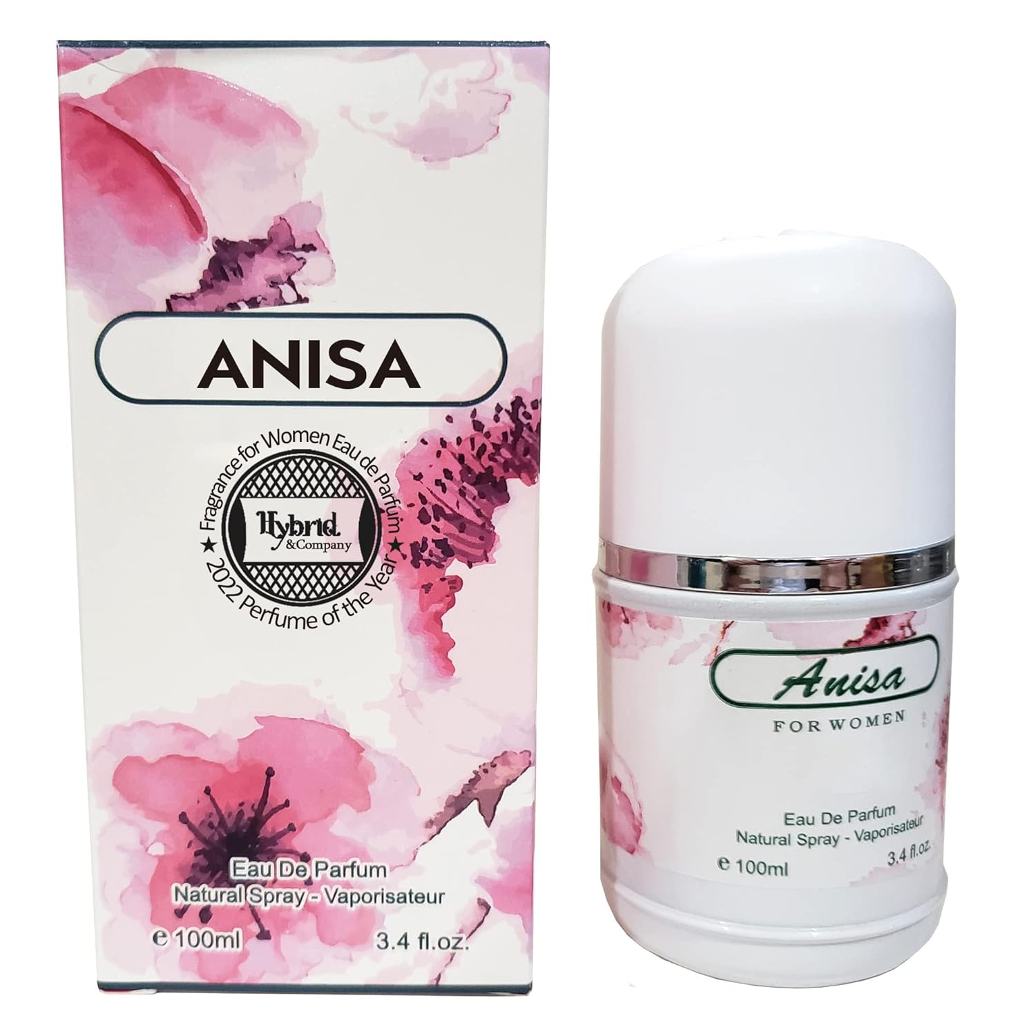 Hybrid & Company Fragancia Anisa para mujer, Eau De Parfum Natural Spray Aroma Floral Fresco, 3.4 Fl Oz