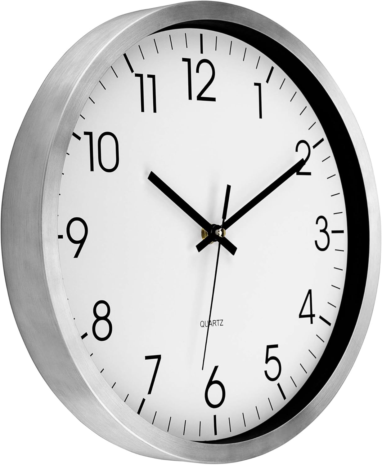 Lumuasky Reloj de pared de metal, funciona con pilas, silencioso, sin tictac, de acero inoxidable, de 12 pulgadas, para escuela, oficina, hogar