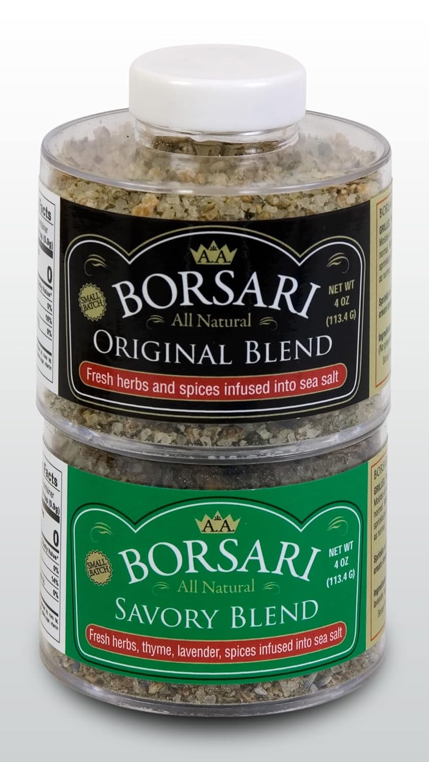 Borsari Combo de sal sazonada, condimentos salados y originales multiusos multiusos, mezclas de sal marina gourmet con hierbas y especias, sin