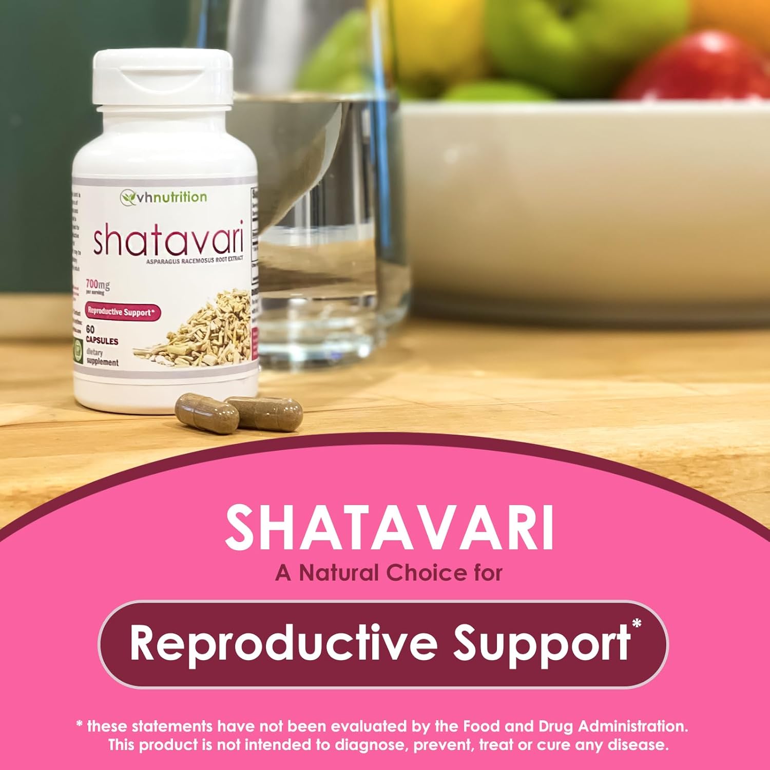 VH Nutrition SHATAVARI  Cápsulas Shatavari  700 mg de extracto de espárragos racemosos  Vitalidad Femenina* y rejuvenecimiento*  Equilibrio de