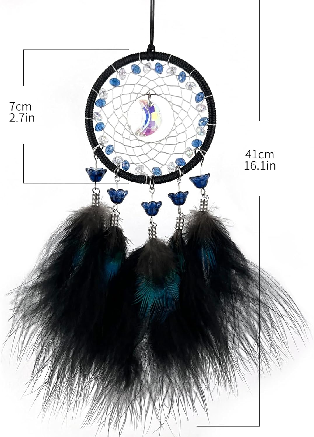 Decoraciones de plumas de pavo real, atrapasueños para colgar en el automóvil, accesorios para espejo retrovisor hecho a mano, pequeño atrapasueños