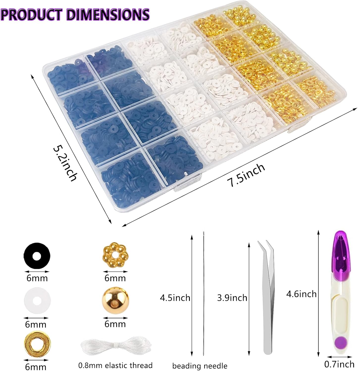 WEUOPG Kit de fabricación de pulseras para niñas, cuentas de arcilla para hacer pulseras, kit de cuentas de arcilla blanca y negra, cuentas doradas