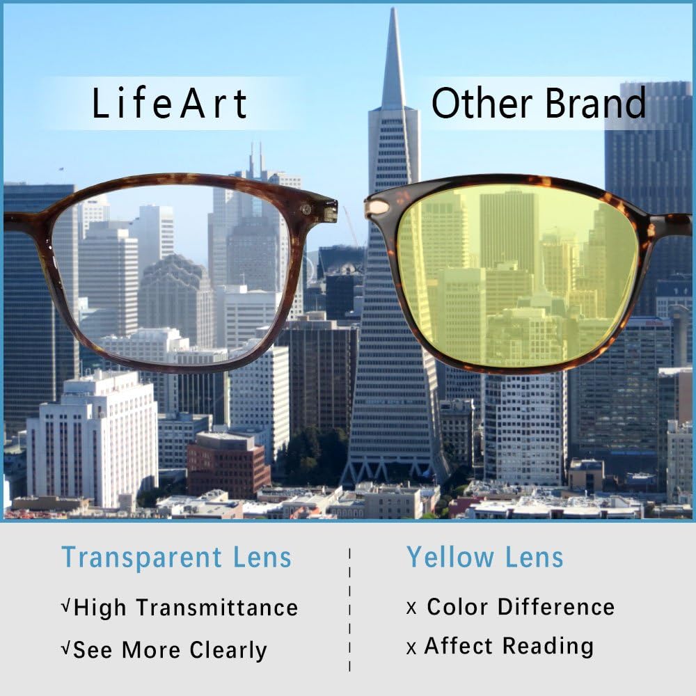 LifeArt Lentes de bloqueo de luz azul, antifatiga ocular, anteojos de lectura para computadora, anteojos de juegos, gafas de TV para mujeres y