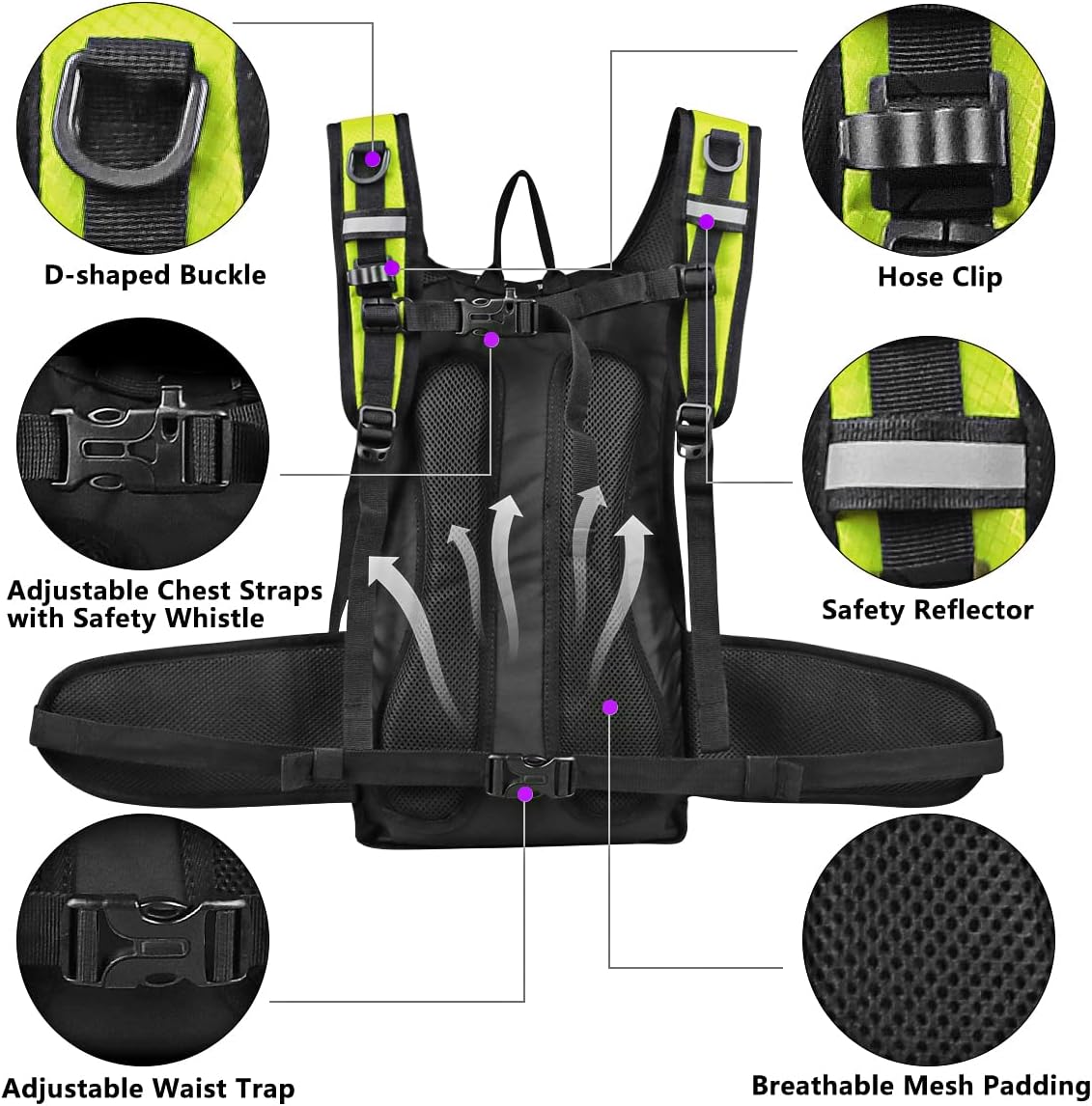 Lunidry Mochila de hidratación aislada con bolsa de agua a prueba de fugas de 3 L, sin BPA, mantiene los líquidos frescos hasta 5 horas, mochila