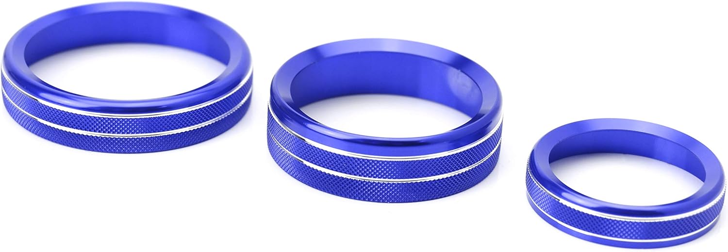 iJDMTOY Juego de 6 cubiertas de anillo giratorio de interruptor de aluminio azul deportivo, volumen estéreoTune Trailer4WD Switch Turner Ring Covers