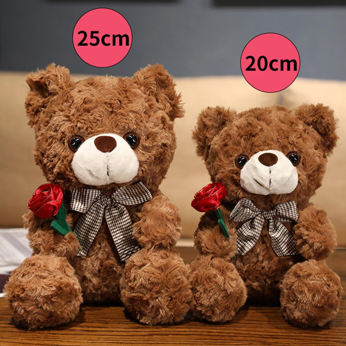 Evlooe Oso de peluche para el día de San Valentín, lindo oso de peluche de 9.8 pulgadas con rosa, suave, pequeño, regalo para novia novio (marrón)