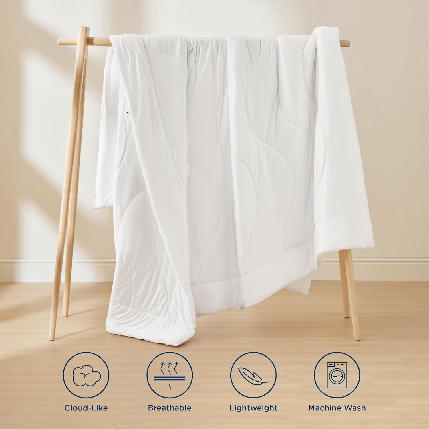 Bedsure Relleno de edredón King, edredón ligero de verano, edredón acolchado ultrasuave de plumón alternativo con pestañas en las esquinas, lavable