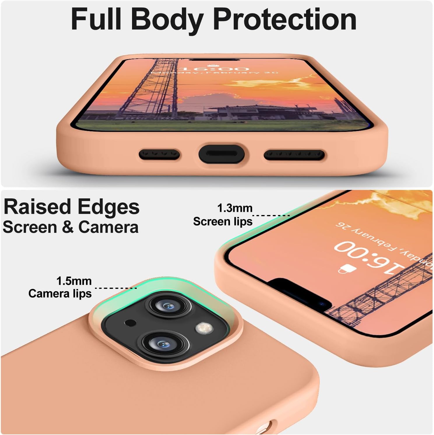 Vooii Funda compatible con iPhone 14, silicona líquida de alta calidad, forro de microfibra suave antiarañazos, ultra delgada, a prueba de golpes,