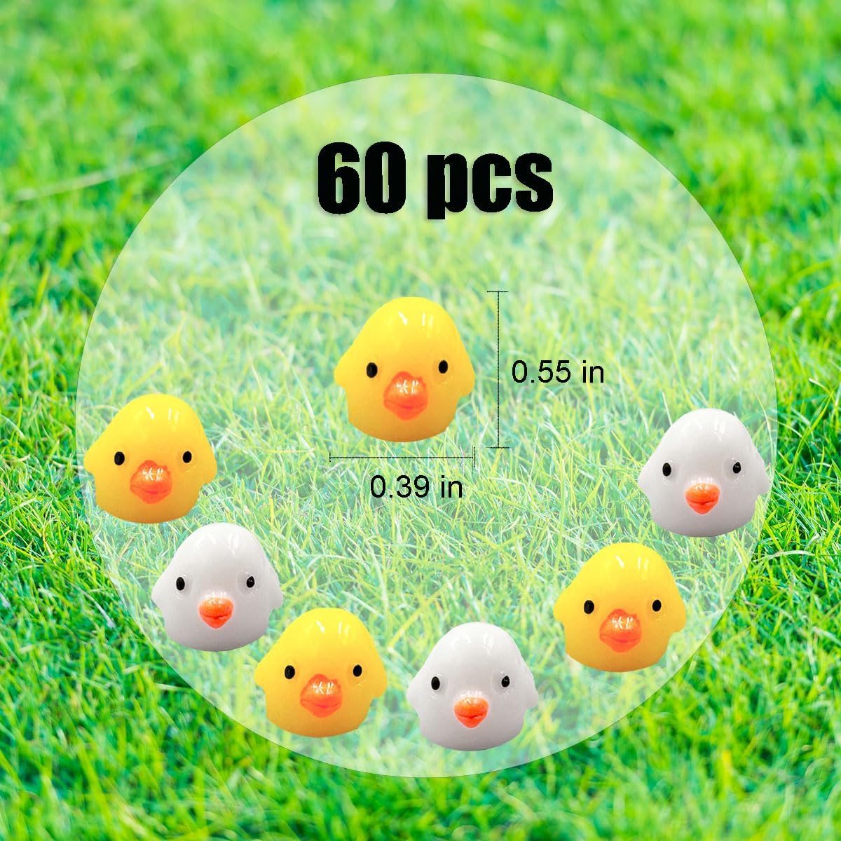 Mini figuras de pollo, 60 piezas de resina en miniatura de pollo, adornos de pollos pequeños, animales, modelo de hadas, jardín en miniatura, musgo,