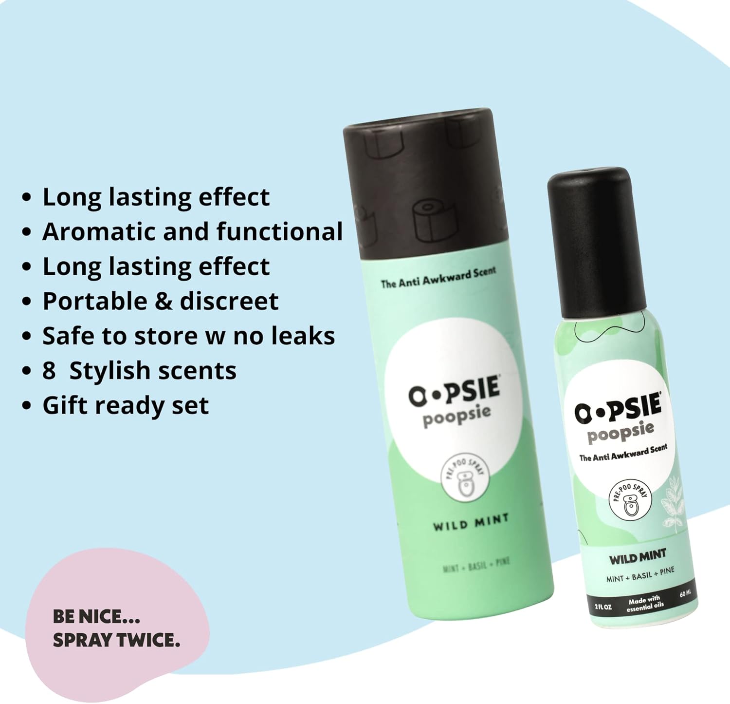 Spray de inodoro Pre GO, discreto y portátil aroma desodorante de olor original. Perfecto para bolsos, bolsillos y mochilas. Spray pre-caca para