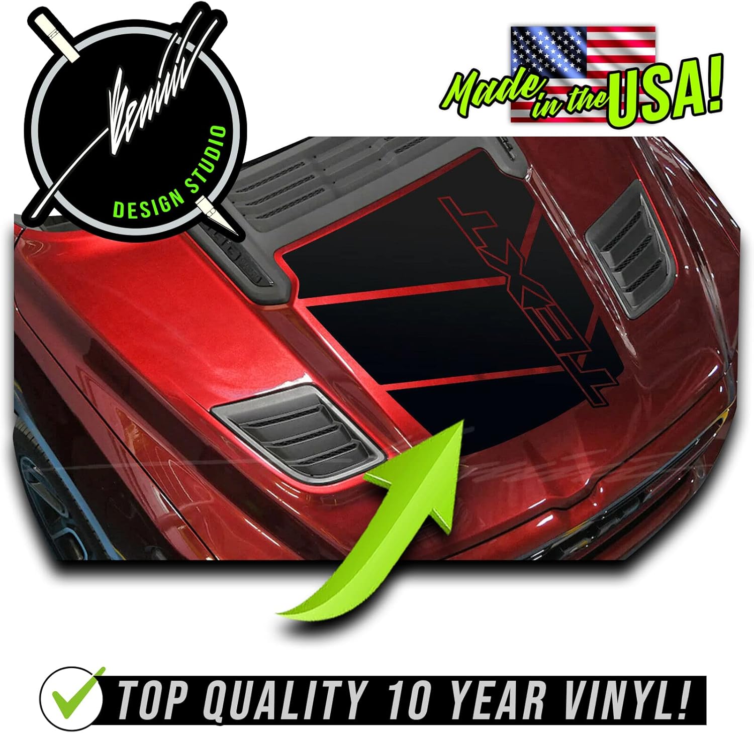 Hood Blackout Racing – Kit de calcomanías de vinilo a rayas compatibles con Dodge Ram 1500 2500 3500 Rebel (negro brillante)