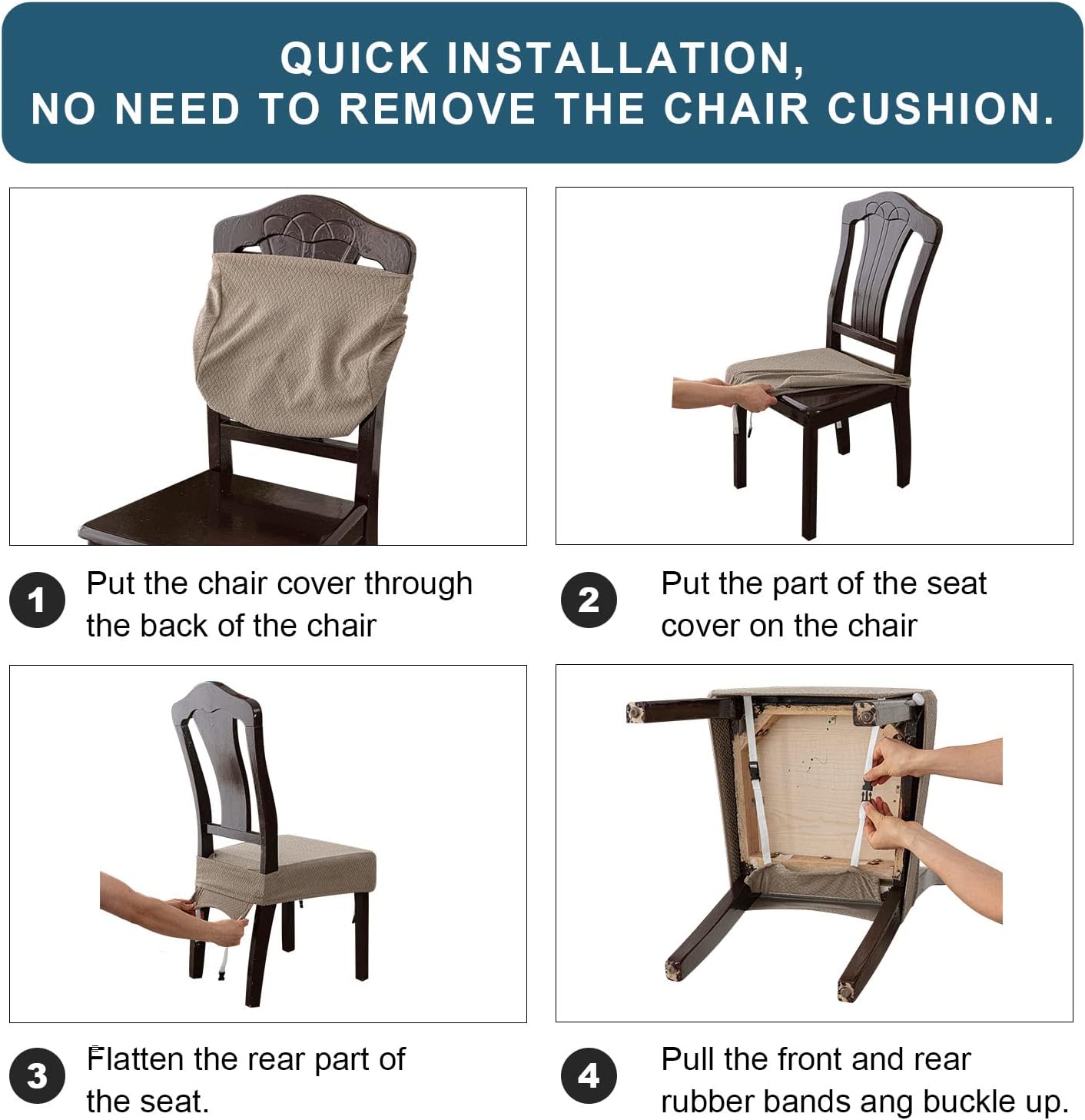 Genina Fundas de asiento impermeables para sillas de comedor (6 unidades, cubiertas en la parte trasera, chocolate)