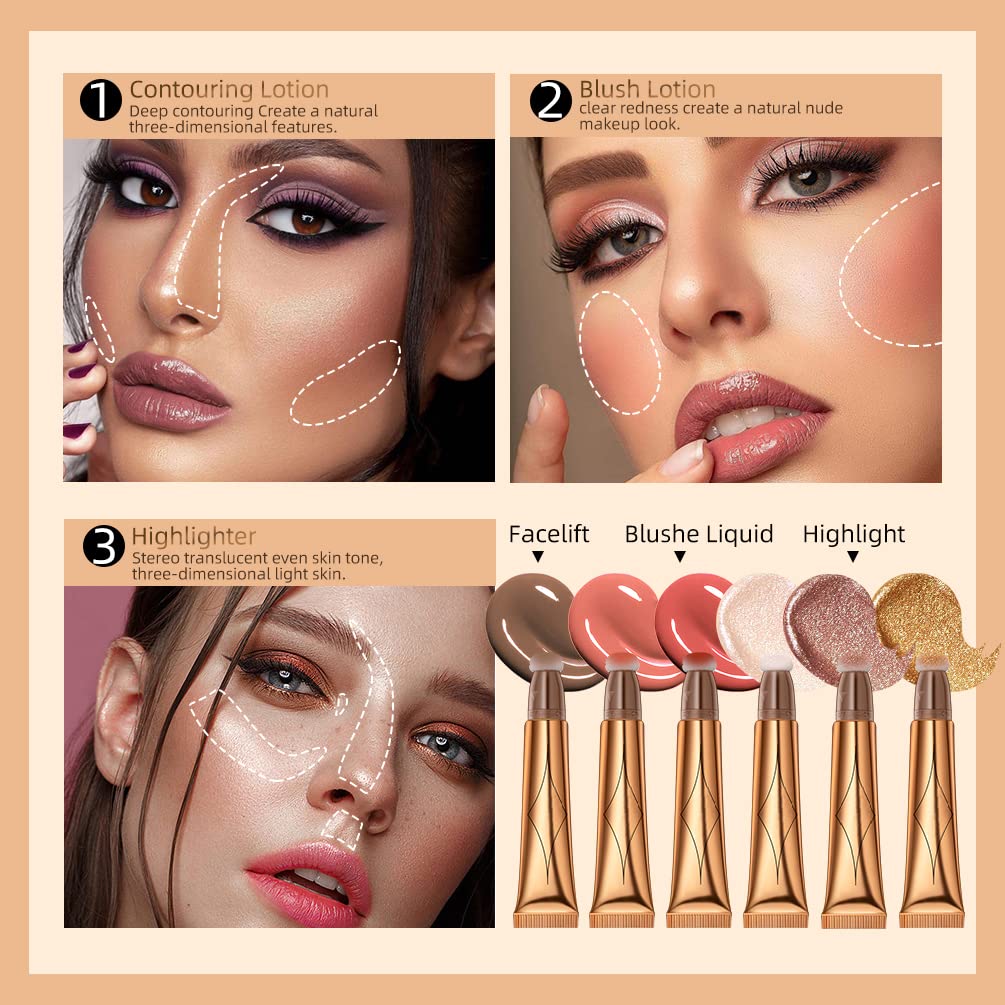Lápiz corrector líquido de contorno con aplicador de cojín, acabado mate natural, iluminador facial, iluminador facial