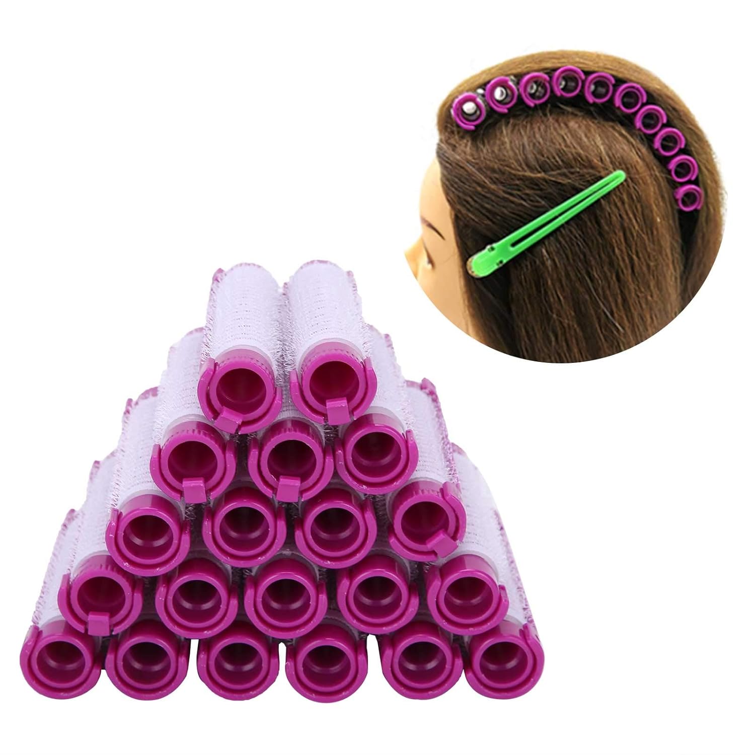 Uxsiya Juego de 20 rodillos para el cabello, varillas de permanente, esponjosas, rizadores de pelo, kit de herramientas de peluquería para niñas y