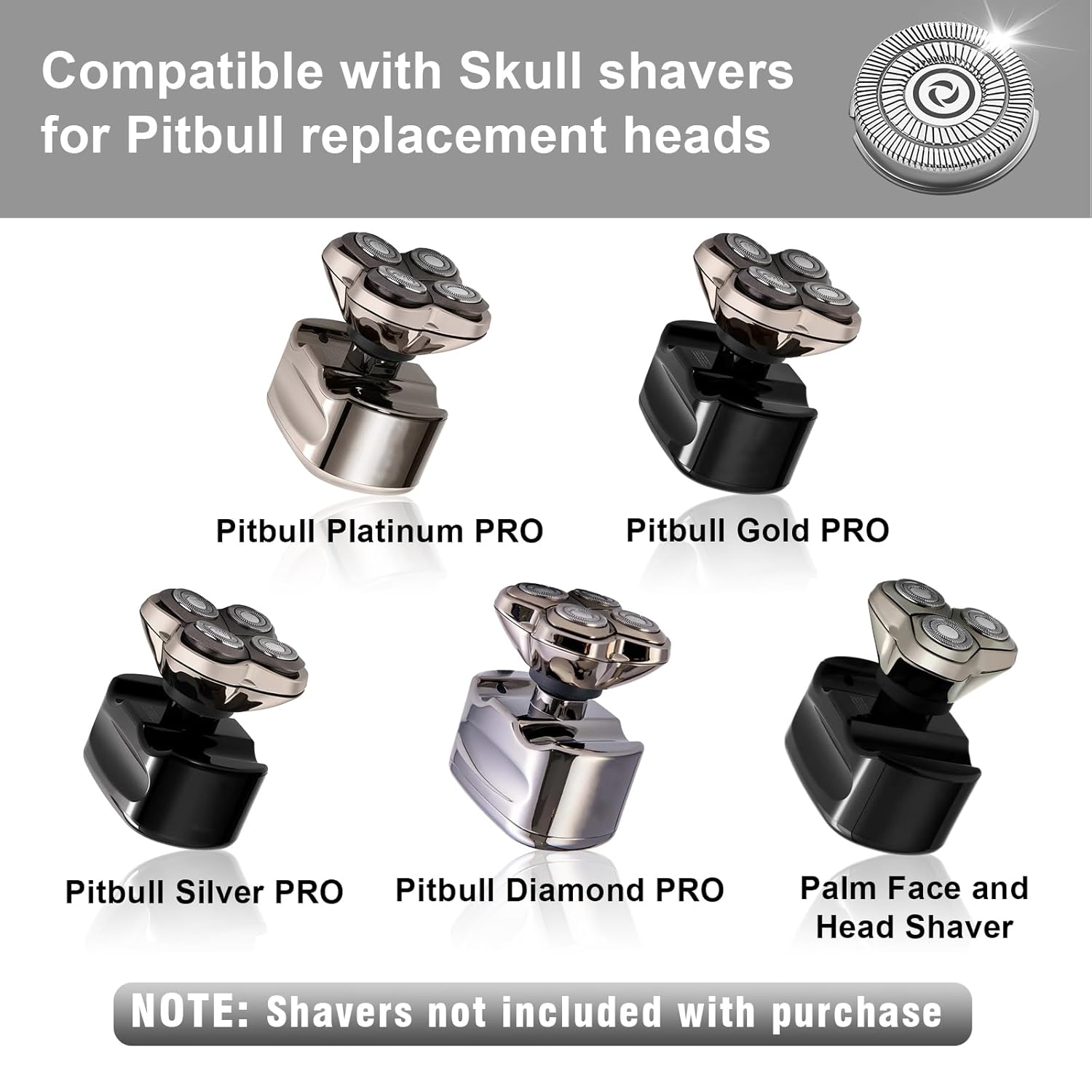 16 cabezales de repuesto para afeitadora, compatible con cuchillas de repuesto para afeitadora Skull Shaver Pitbull Gold PRO 4 cabezales