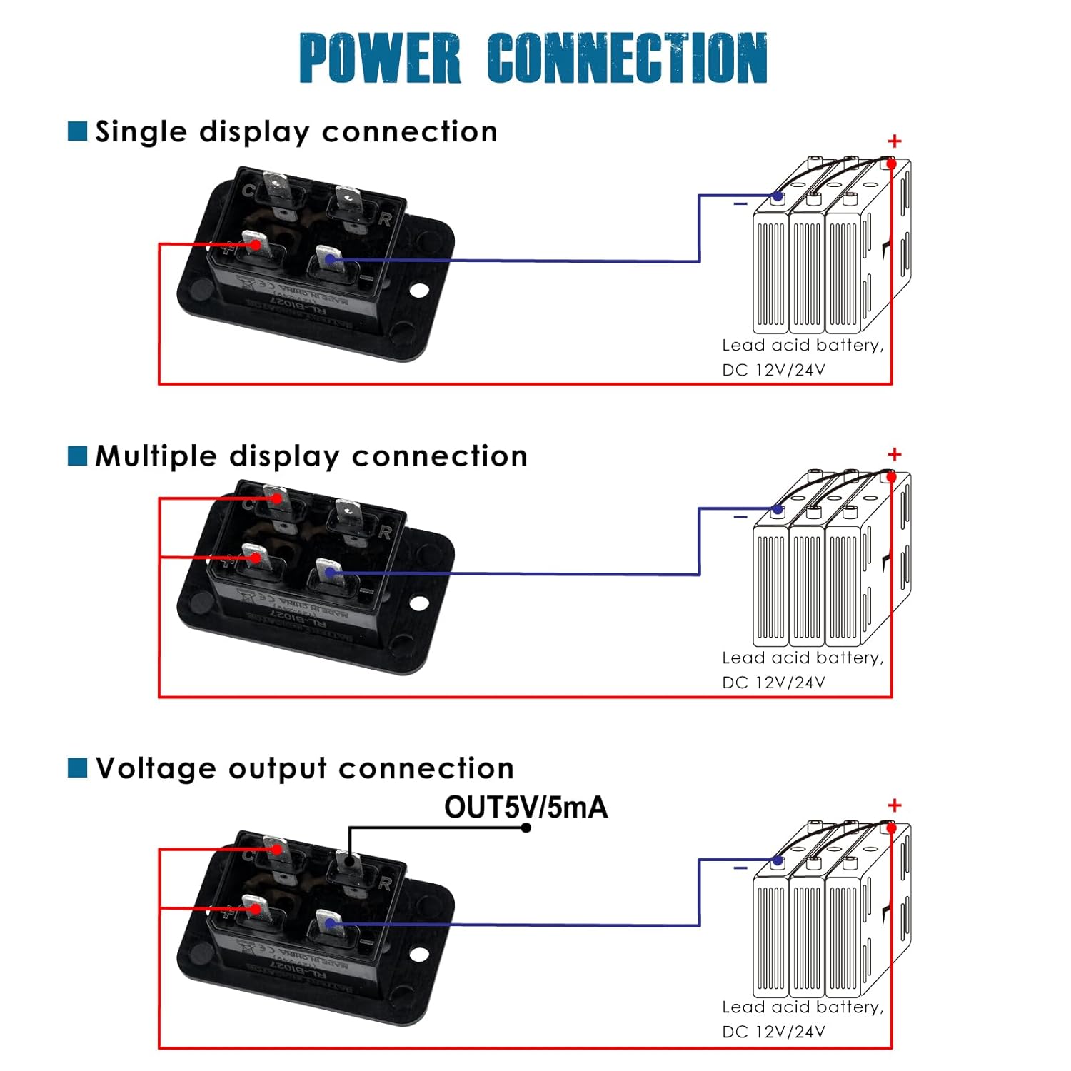 Runleader – Indicador de batería LED de 12 V, 24 V, 36 V, 48 V, medidor de capacidad de batería, monitor de carga y descarga de batería para carrito