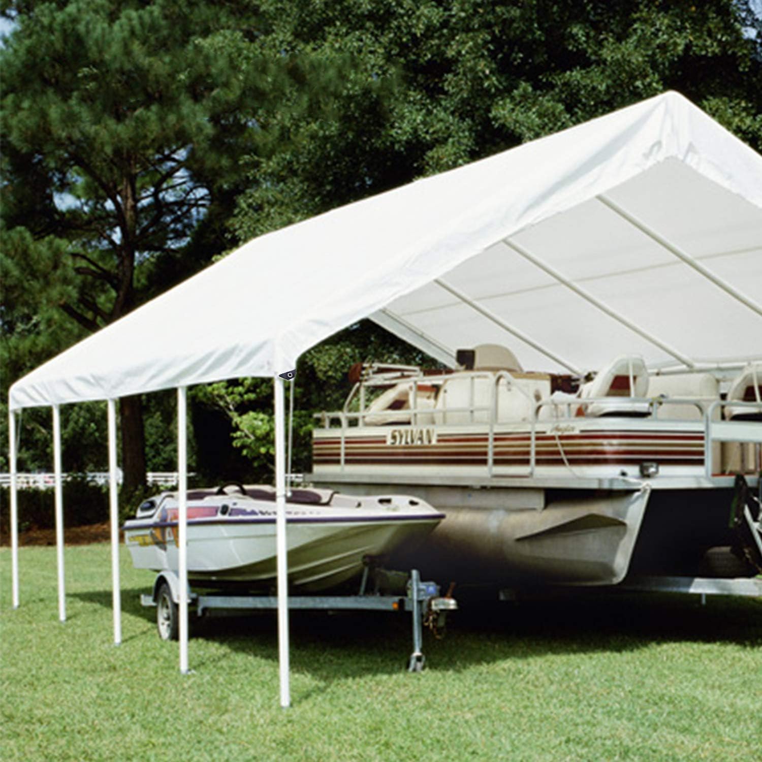 Lona de polietileno blanca impermeable de 8′ x 10′ de 0.394 in