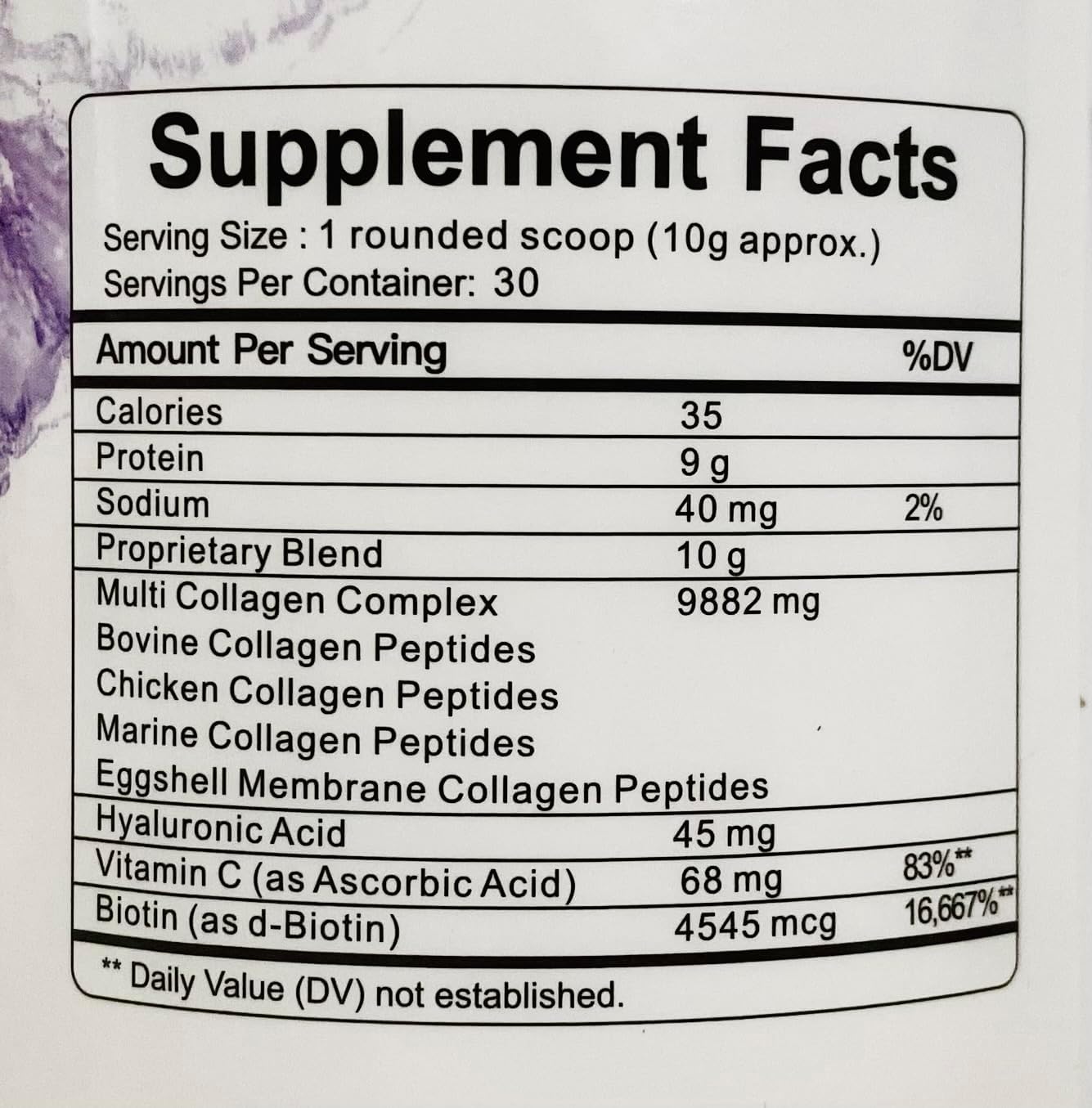 Proteína de colágeno Polvo de péptidos con biotina 5000 mcg, vitamina C y ácido hialurónico Paleo, sin sabormúltiple de 5 tipos (I, II, III, V, X)