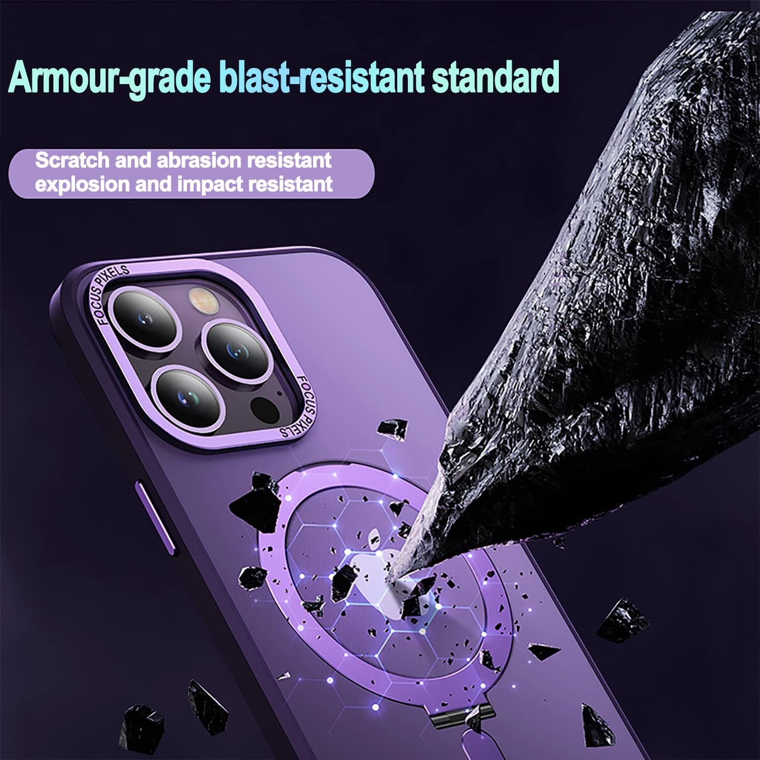 Funda compatible con iPhone 13 Pro Max con soporte invisible magnético transparente, funda para iPhone 13 Pro Max, compatible con carga inalámbrica,
