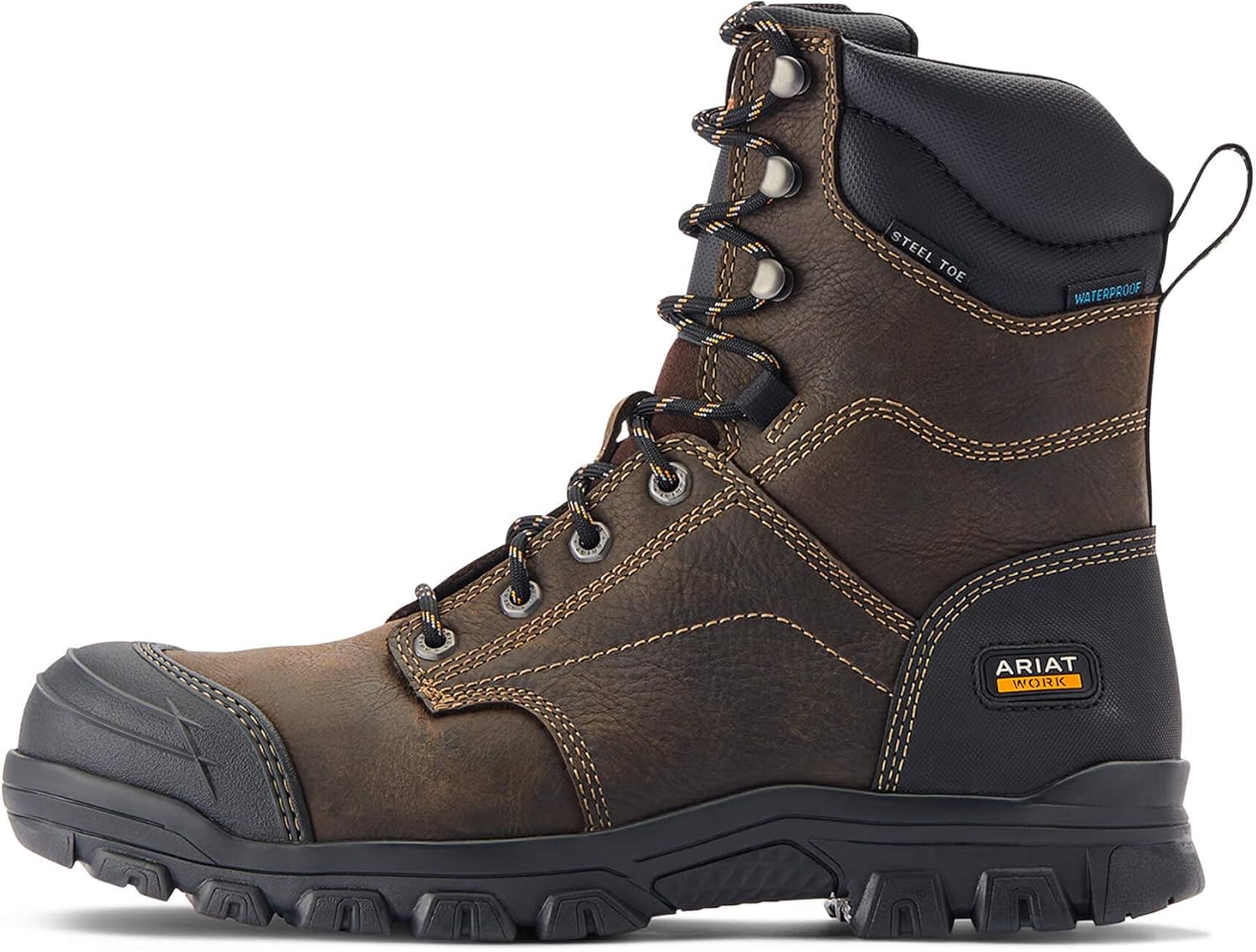 Ariat Botas de trabajo para hombre Treadfast de 8 pulgadas con punta de acero impermeable
