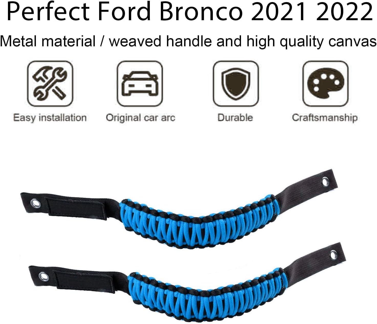 cartaoo Manijas de agarre para barra antivuelco para Ford Bronco, agarres de cuerda de paracaídas de alta calidad para Ford Bronco 2021 2022,