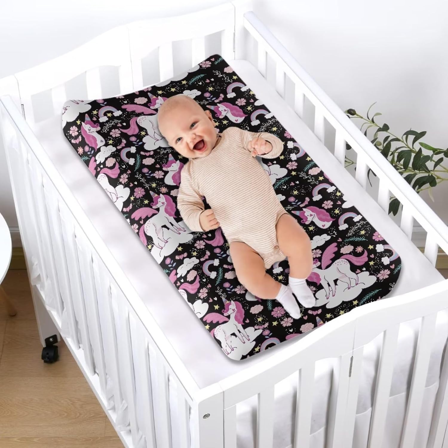 Zanxiantu Funda para cambiador de unicornio para bebé, cómoda funda de cambiador de pañales, fundas suaves y transpirables para cambiador, cubierta