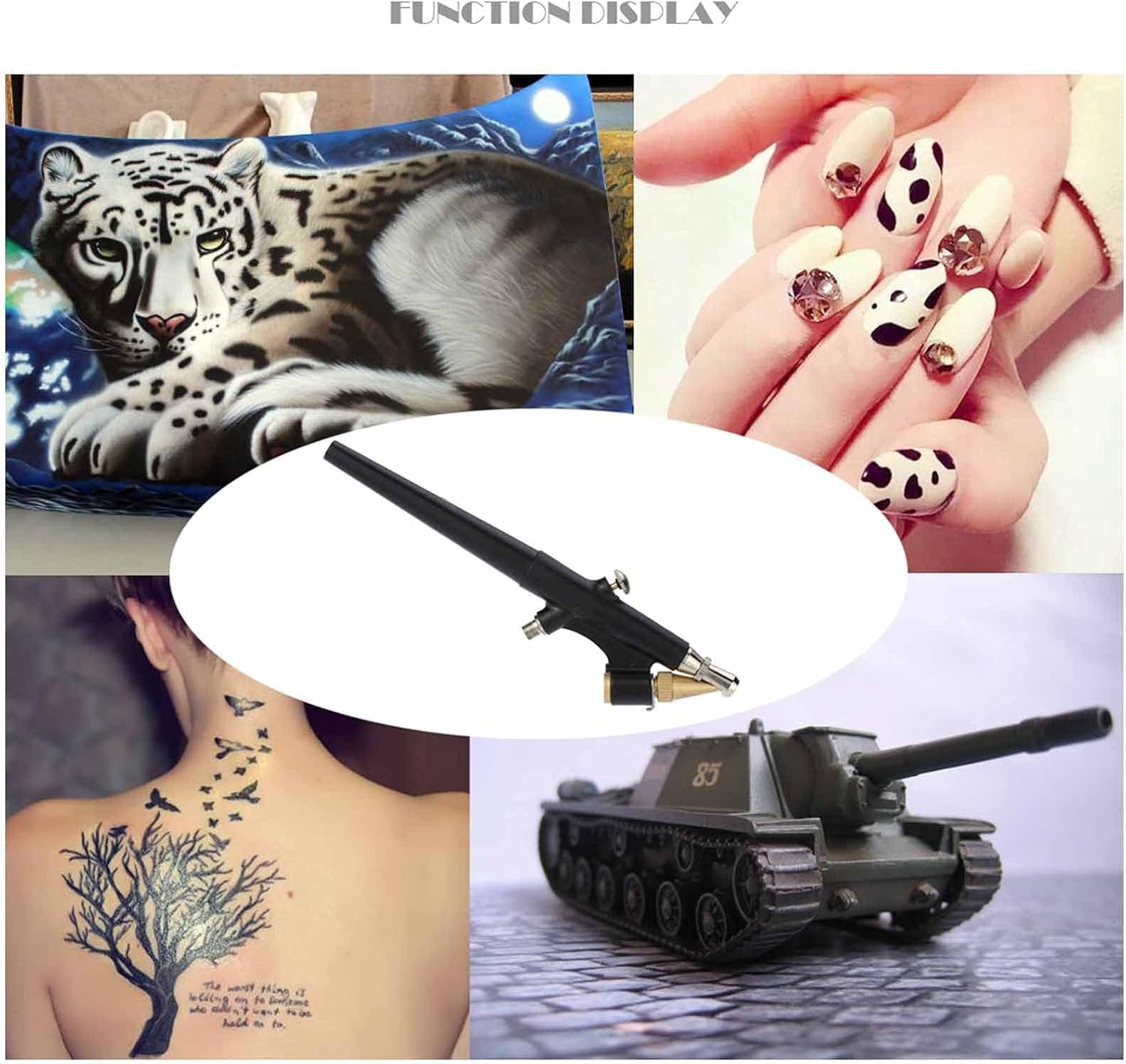Sand Blaster – Mini kit de compresor de aerógrafo, alimentación de sifón, pistola de pintura con cepillo de aire de acción única, pistola de arena