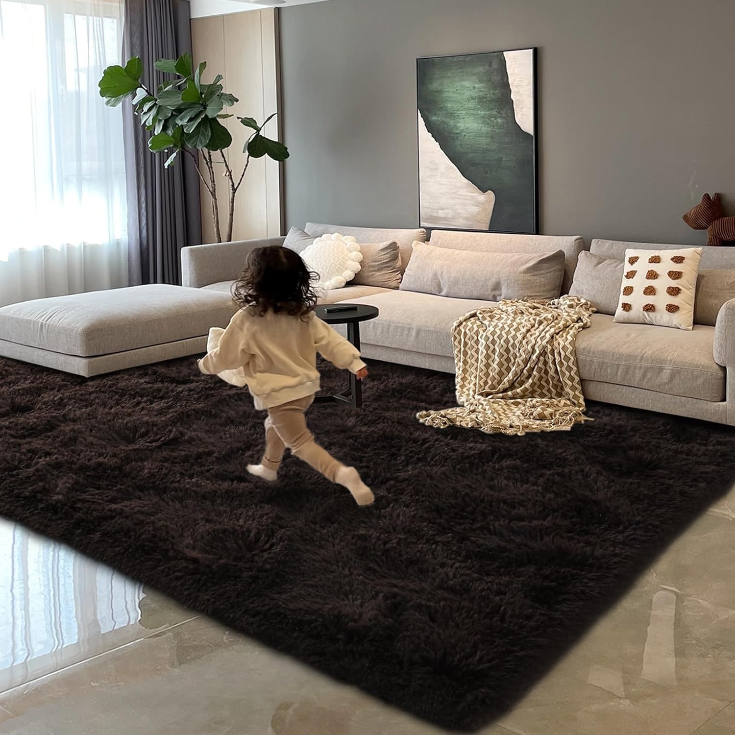HOMORE Alfombra mullida de lujo para área, moderna, para dormitorio, sala de estar, alfombra súper suave y cómoda, lindas alfombras para niños,