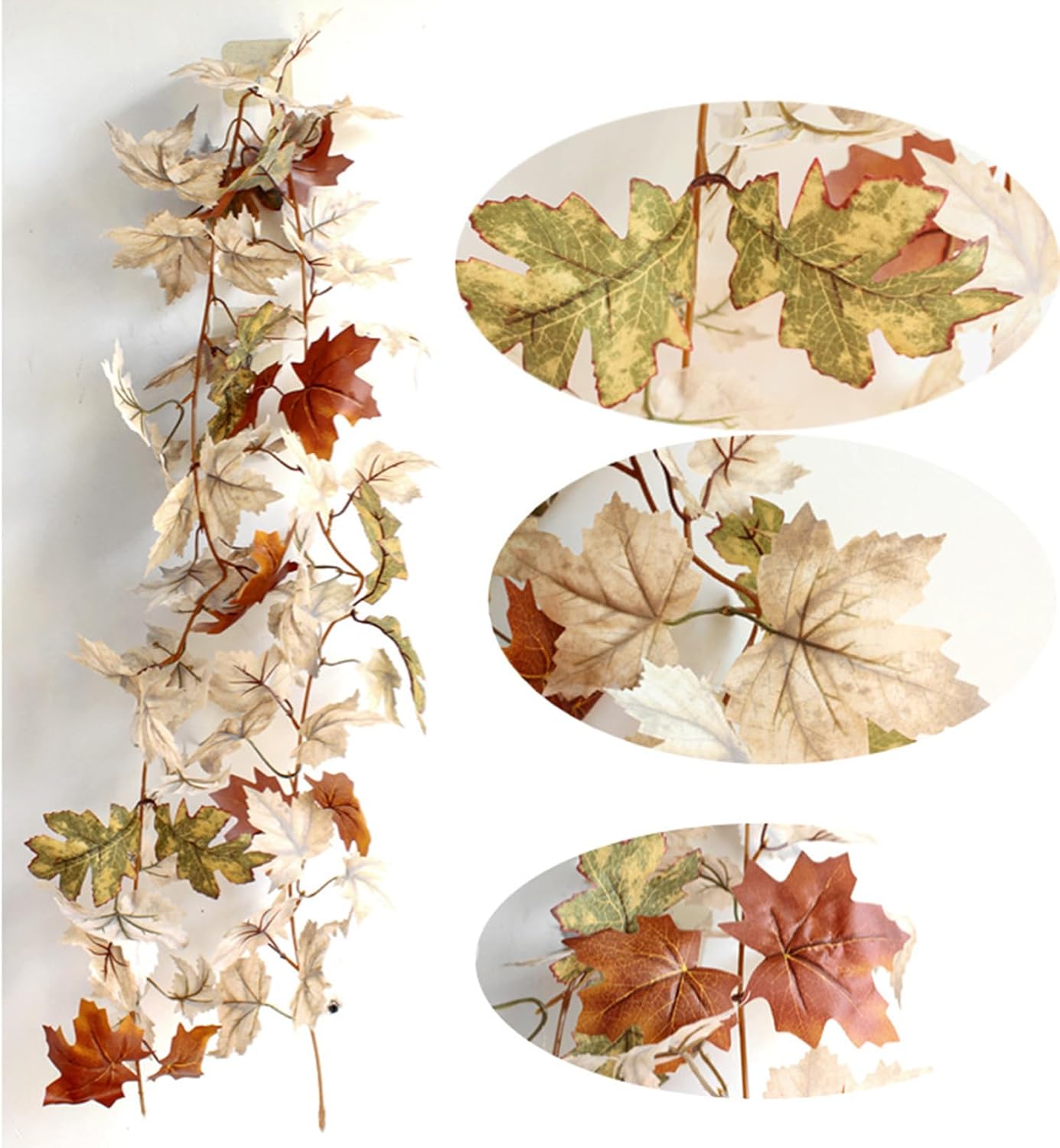 Guirnalda de otoño de 5.6 pies, hojas de arce, calabazas, bayas, guirnalda de hojas de otoño para el hogar, decoración de mesas de otoño, decoración