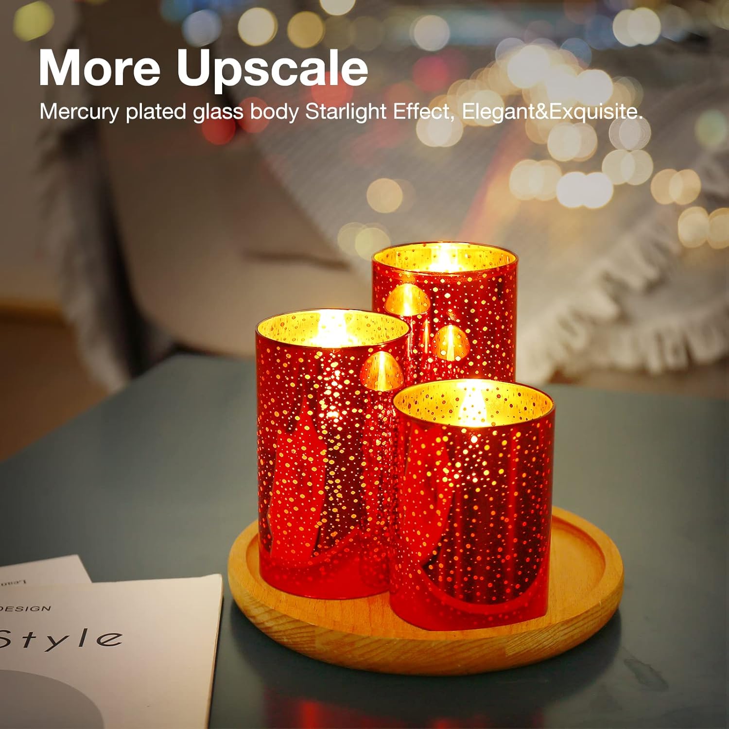 Velas sin llama de vidrio rojo con control remoto y temporizador, velas sin llama LED, velas de vidrio sin llama con pilas