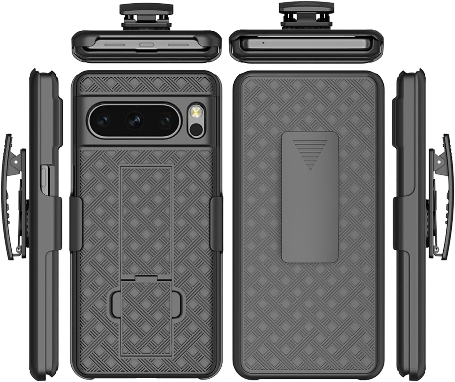 6goodeals Funda con clip para cinturón para Google Pixel 8 Pro – Combo de funda delgada y resistente – Funda resistente para teléfono con soporte y