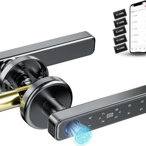 Pomo de puerta de huellas dactilares, función completa, perilla inteligente 5 en 1, cerradura de puerta de huellas dactilares para dormitorio, Pomo de puerta de huellas dactilares, función completa, perilla inteligente 5 en 1, cerradura de puerta de huellas dactilares para dormitorio,