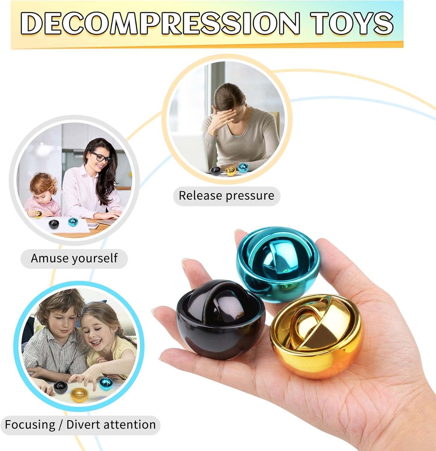 Juguetes sensoriales para adultos, material plástico ABS Fidget Spinners para niños, adolescentes, niños pequeños, giroscopio para adultos, juguetes